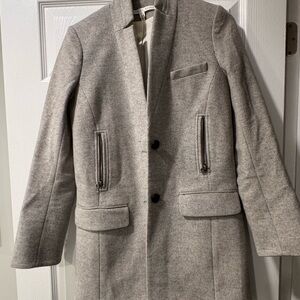 Veronica Beard Gray Wool-Blend Coat with Cream Lining